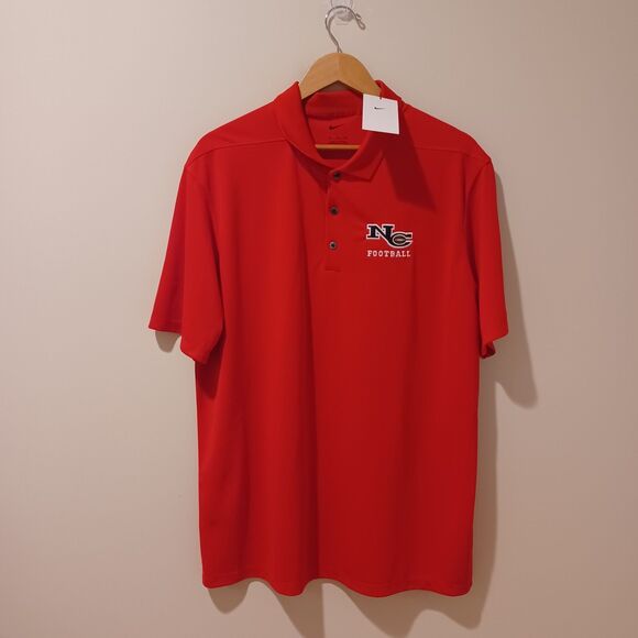 NWT Nike Polo Shirt Men's XL Red Dri Fit Swoosh NC Football Athletic Top - Picture 1 of 10